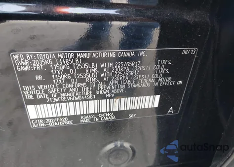 2013 Toyota Rav4 Xle from USA, damaged, VIN 2T3WFREV6DW044961